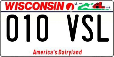 WI license plate 010VSL