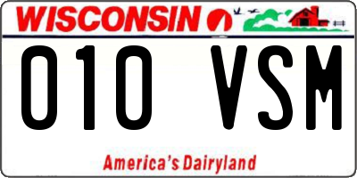 WI license plate 010VSM