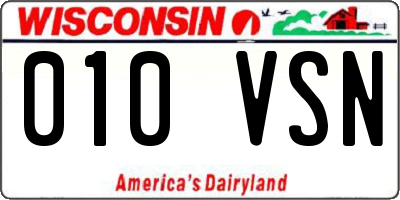WI license plate 010VSN