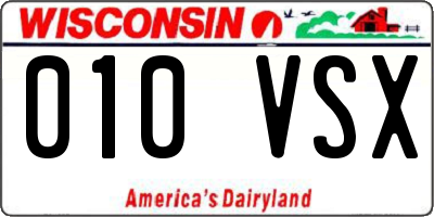 WI license plate 010VSX