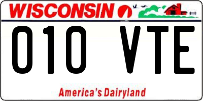 WI license plate 010VTE
