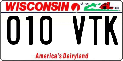 WI license plate 010VTK