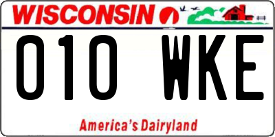 WI license plate 010WKE
