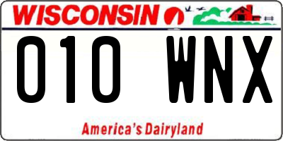 WI license plate 010WNX