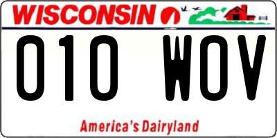 WI license plate 010WOV