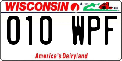WI license plate 010WPF