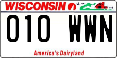 WI license plate 010WWN