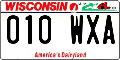WI license plate 010WXA