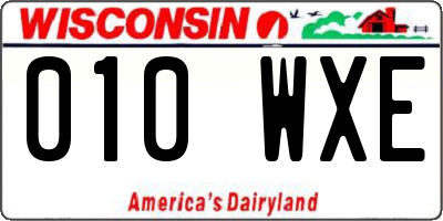 WI license plate 010WXE