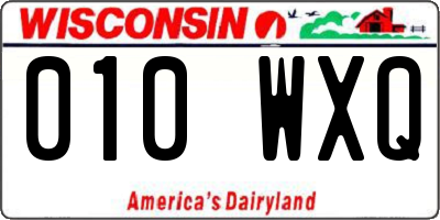 WI license plate 010WXQ