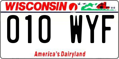 WI license plate 010WYF