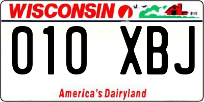 WI license plate 010XBJ