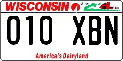 WI license plate 010XBN