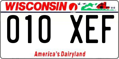 WI license plate 010XEF