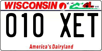 WI license plate 010XET