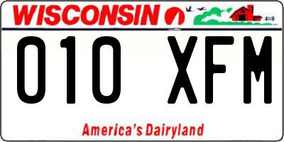 WI license plate 010XFM