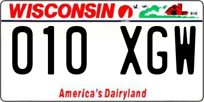 WI license plate 010XGW