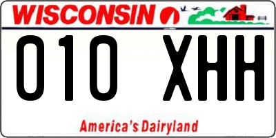 WI license plate 010XHH