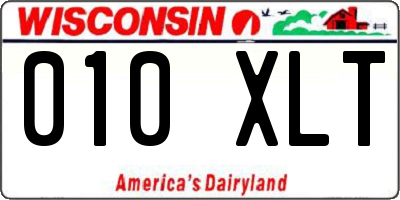 WI license plate 010XLT