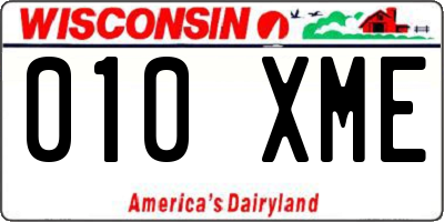 WI license plate 010XME