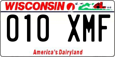 WI license plate 010XMF