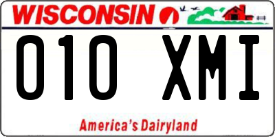 WI license plate 010XMI