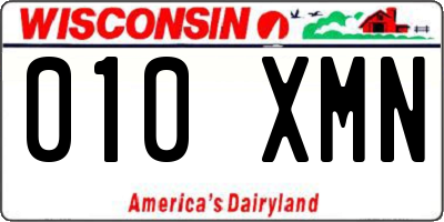 WI license plate 010XMN