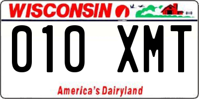 WI license plate 010XMT