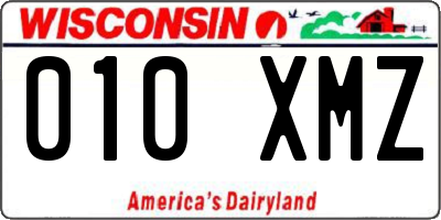 WI license plate 010XMZ