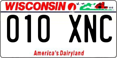 WI license plate 010XNC