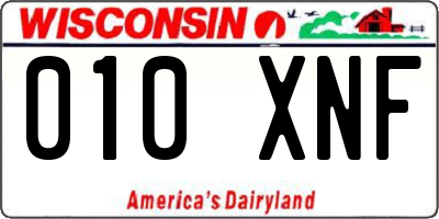 WI license plate 010XNF