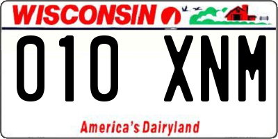 WI license plate 010XNM