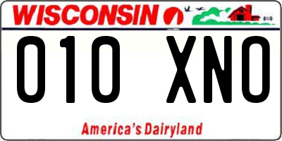 WI license plate 010XNO