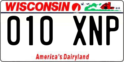 WI license plate 010XNP