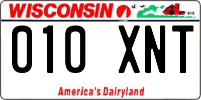 WI license plate 010XNT