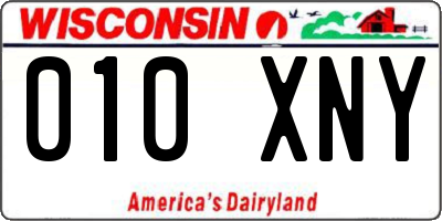 WI license plate 010XNY