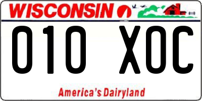 WI license plate 010XOC
