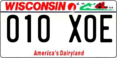 WI license plate 010XOE