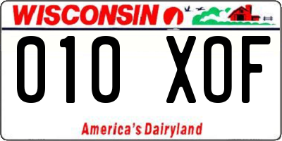 WI license plate 010XOF