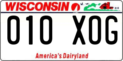 WI license plate 010XOG