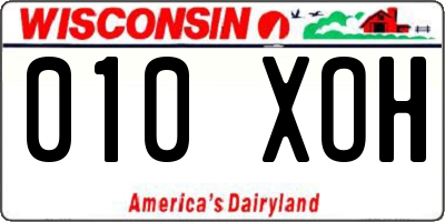 WI license plate 010XOH