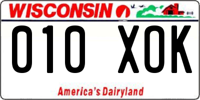 WI license plate 010XOK
