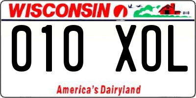 WI license plate 010XOL