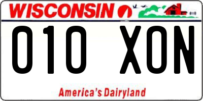 WI license plate 010XON