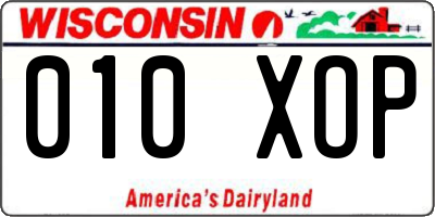 WI license plate 010XOP