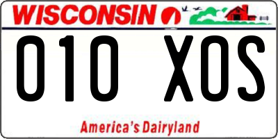 WI license plate 010XOS