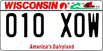 WI license plate 010XOW