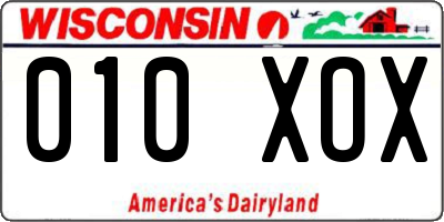 WI license plate 010XOX
