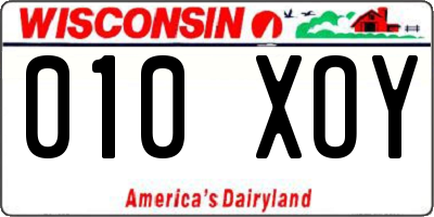 WI license plate 010XOY
