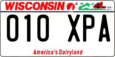 WI license plate 010XPA